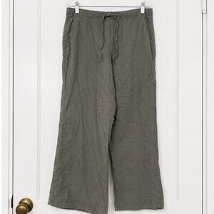 Old Navy 100% Linen Drawstring Wide Leg Pants Olive Green Women’s Size 10